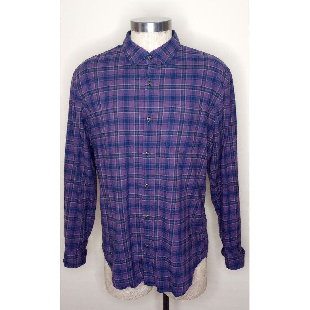 Bonobos Long Sleeve Men’s Sz XL Purple Plaid Button Down Shirt Stretch Slim Fit